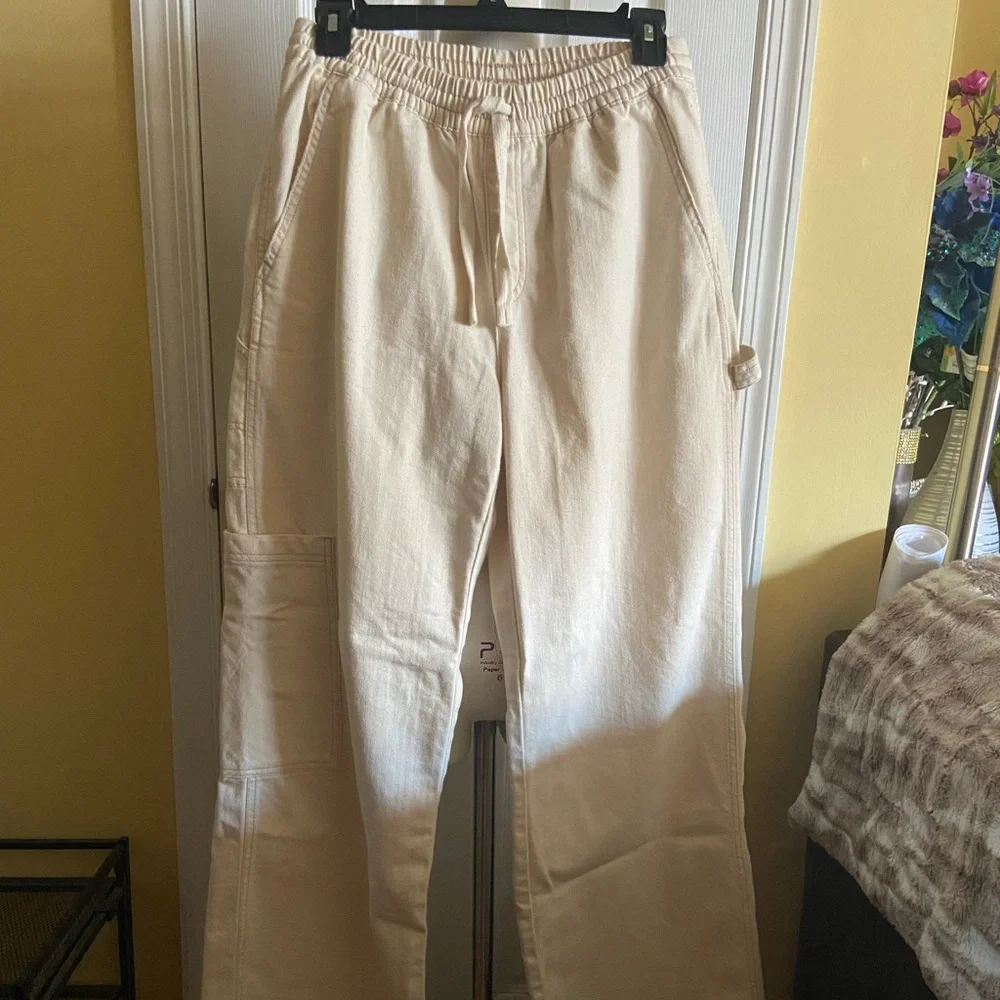Aerie Cream Low and Slouchy Trouser NWOT - Picture 1 of 6